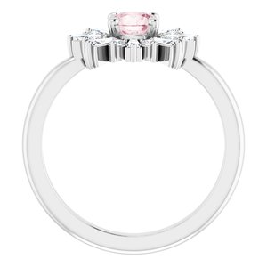 Platinum Natural Pink Morganite & 3/8 CTW Natural Diamond Ring
