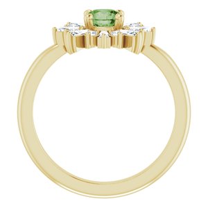 14K Yellow Gold Natural Green Tourmaline & 3/8 CTW Natural Diamond Ring