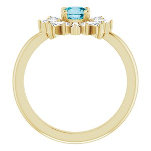 14K Yellow Gold Natural London Blue Topaz & 3/8 CTW Natural Diamond Ring