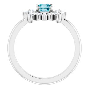 14K White Gold Natural London Blue Topaz & 3/8 CTW Natural Diamond Ring