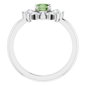 Platinum Natural Green Tourmaline & 3/8 CTW Natural Diamond Ring