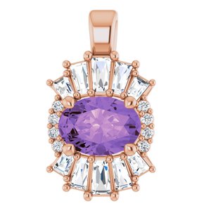 14K Rose Gold Natural Amethyst & 1/3 CTW Natural Diamond Pendant