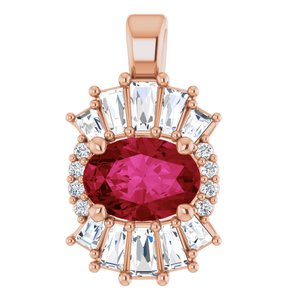 14K Rose Gold Natural Ruby & 1/3 CTW Natural Diamond Pendant