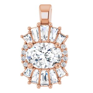 14K Rose Gold Natural White Sapphire & 1/3 CTW Natural Diamond Pendant