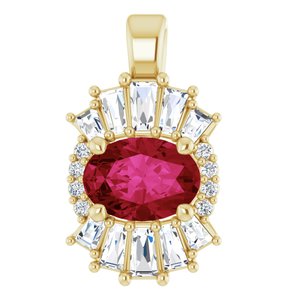 14K Yellow Gold Natural Ruby & 1/3 CTW Natural Diamond Pendant