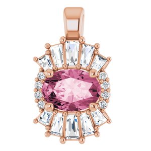14K Rose Gold Natural Pink Tourmaline & 1/3 CTW Natural Diamond Pendant