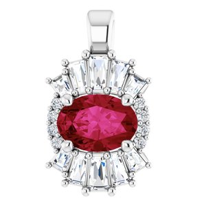 Platinum Natural Ruby & 1/3 CTW Natural Diamond Pendant