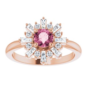 14K Rose Gold Natural Pink Tourmaline & 3/8 CTW Natural Diamond Ring
