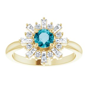 14K Yellow Gold Natural London Blue Topaz & 3/8 CTW Natural Diamond Ring