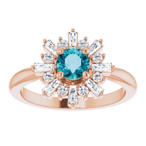 14K Rose Gold Natural London Blue Topaz & 3/8 CTW Natural Diamond Ring