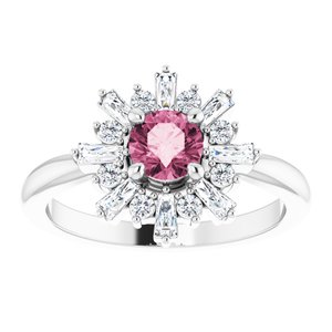Sterling Silver Natural Pink Tourmaline & 3/8 CTW Natural Diamond Ring