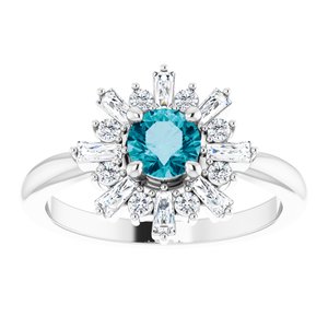 14K White Gold Natural London Blue Topaz & 3/8 CTW Natural Diamond Ring