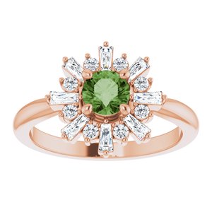14K Rose Gold Natural Green Tourmaline & 3/8 CTW Natural Diamond Ring
