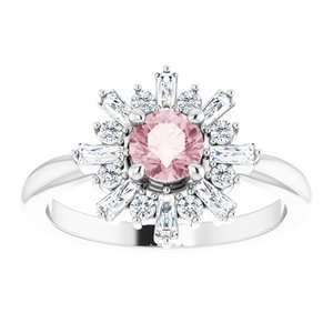 Platinum Natural Pink Morganite & 3/8 CTW Natural Diamond Ring