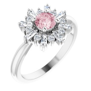 Sterling Silver Natural Pink Morganite & 3/8 CTW Natural Diamond Ring