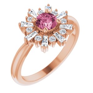 14K Rose Gold Natural Pink Tourmaline & 3/8 CTW Natural Diamond Ring