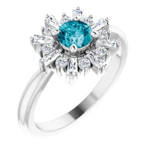 Platinum Natural London Blue Topaz & 3/8 CTW Natural Diamond Ring
