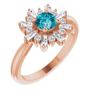 14K Rose Gold Natural London Blue Topaz & 3/8 CTW Natural Diamond Ring