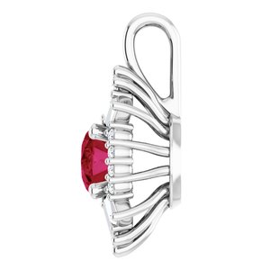 Platinum Natural Ruby & 1/3 CTW Natural Diamond Pendant