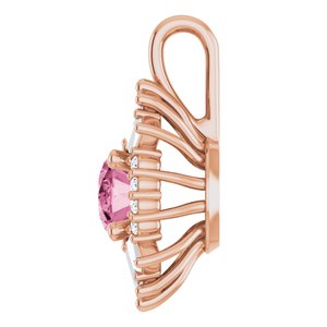 14K Rose Gold Natural Pink Tourmaline & 1/3 CTW Natural Diamond Pendant