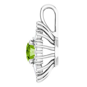 Platinum Natural Peridot & 1/3 CTW Natural Diamond Pendant