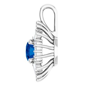 Platinum Natural Blue Sapphire & 1/3 CTW Natural Diamond Pendant