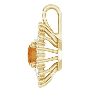 14K Yellow Gold Natural Citrine & 1/3 CTW Natural Diamond Pendant