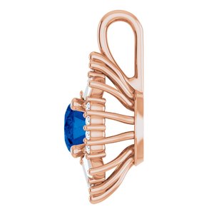 14K Rose Gold Natural Blue Sapphire & 1/3 CTW Natural Diamond Pendant