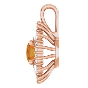 14K Rose Gold Natural Citrine & 1/3 CTW Natural Diamond Pendant