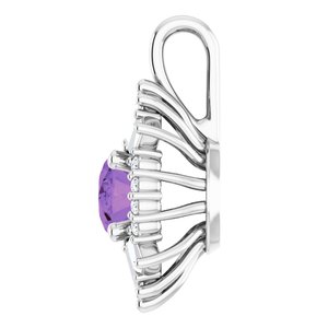 Platinum Natural Amethyst & 1/3 CTW Natural Diamond Pendant