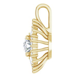 14K Yellow Gold Natural White Sapphire & 1/3 CTW Natural Diamond Pendant