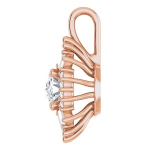 14K Rose Gold Natural White Sapphire & 1/3 CTW Natural Diamond Pendant