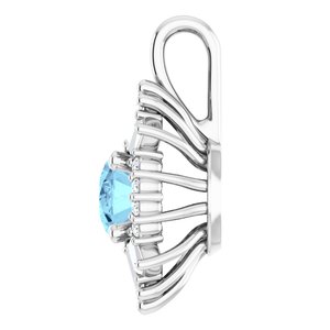 Platinum Natural Aquamarine & 1/3 CTW Natural Diamond Pendant