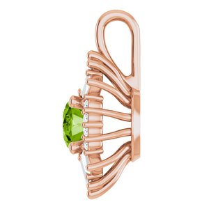 14K Rose Gold Natural Peridot & 1/3 CTW Natural Diamond Pendant