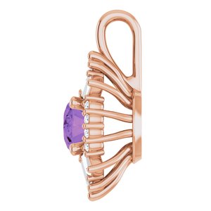 14K Rose Gold Natural Amethyst & 1/3 CTW Natural Diamond Pendant