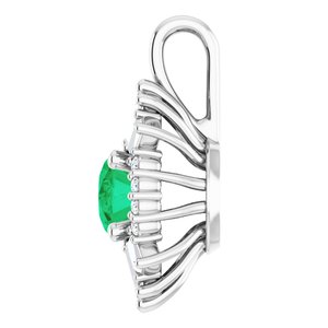 14K White Gold Natural Emerald & 1/3 CTW Natural Diamond Pendant