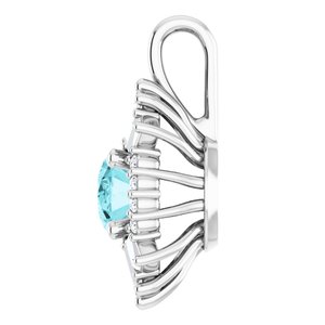 Sterling Silver Natural Blue Zircon & 1/3 CTW Natural Diamond Pendant