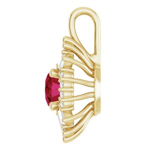 14K Yellow Gold Natural Ruby & 1/3 CTW Natural Diamond Pendant