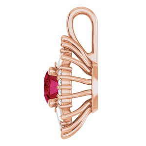 14K Rose Gold Natural Ruby & 1/3 CTW Natural Diamond Pendant