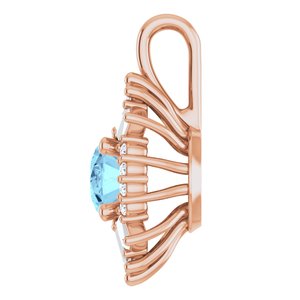 14K Rose Gold Natural Aquamarine & 1/3 CTW Natural Diamond Pendant