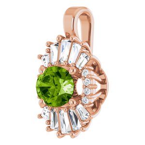 14K Rose Gold Natural Peridot & 1/3 CTW Natural Diamond Pendant