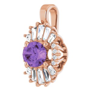 14K Rose Gold Natural Amethyst & 1/3 CTW Natural Diamond Pendant