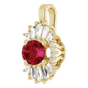 14K Yellow Gold Natural Ruby & 1/3 CTW Natural Diamond Pendant