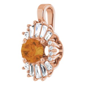 14K Rose Gold Natural Citrine & 1/3 CTW Natural Diamond Pendant