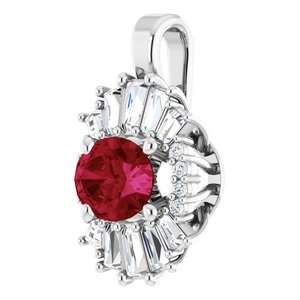 14K White Gold Natural Ruby & 1/3 CTW Natural Diamond Pendant