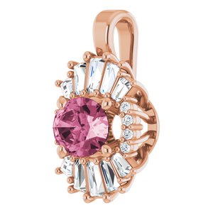 14K Rose Gold Natural Pink Tourmaline & 1/3 CTW Natural Diamond Pendant