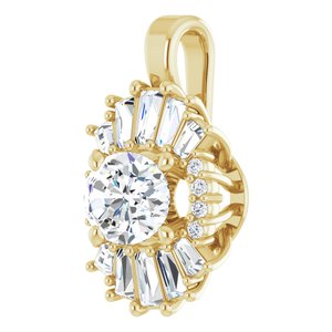 14K Yellow Gold Natural White Sapphire & 1/3 CTW Natural Diamond Pendant