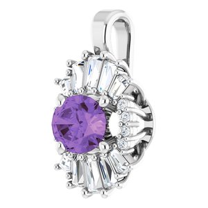 Platinum Natural Amethyst & 1/3 CTW Natural Diamond Pendant