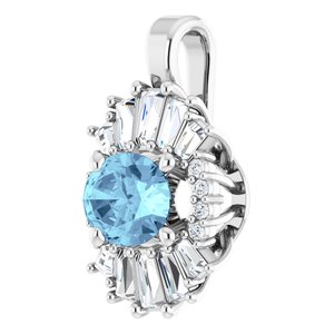 Sterling Silver Natural Aquamarine & 1/3 CTW Natural Diamond Pendant