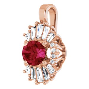 14K Rose Gold Natural Ruby & 1/3 CTW Natural Diamond Pendant